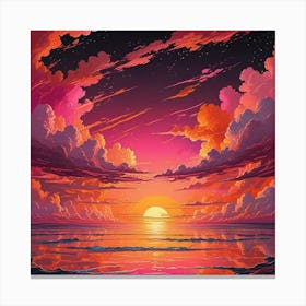 Ocean Sunset Beach Art Print (6) Canvas Print