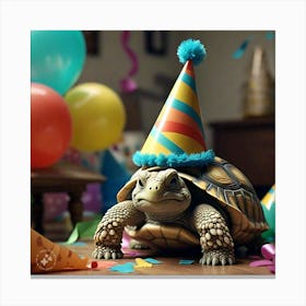 Tortoise In The Party Looking Embarrassed And Ashamed Of His Actions Canvas Print