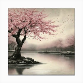 Cherry blossom on water Canvas Print