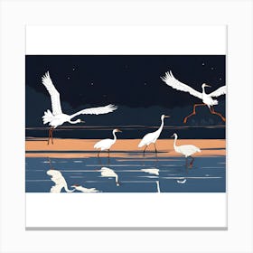 Egrets In Flight Canvas Print