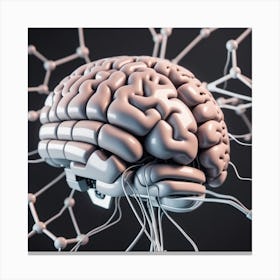 Brain On A Black Background Canvas Print