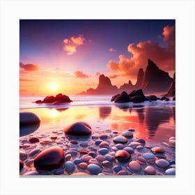 Sunset On The Beach 4 Canvas Print