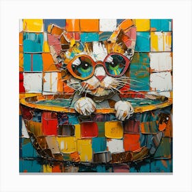Cat In A Bowl 3 Canvas Print