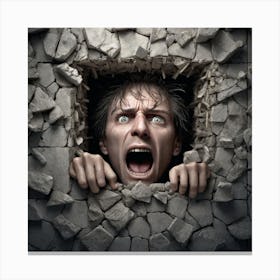 Man Coming Out Of A Wall Canvas Print