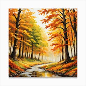 Forest In Autumn In Minimalist Style Square Composition 216 Canvas Print