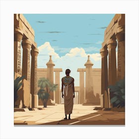 Egyptian Woman Standing In Front Of Temples Canvas Print