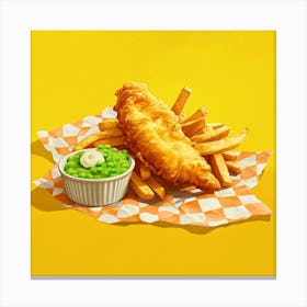Fish & Chips Yellow Checkerboard 2 Canvas Print