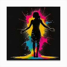 Girl With Paint Splatters Canvas Print