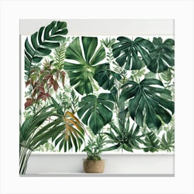 Jungle Night Botanical Art Print Canvas Print