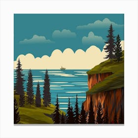 Landscape With Trees And Sea Canvas Print