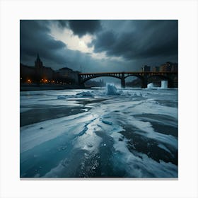 Ice Floes In The River Canvas Print
