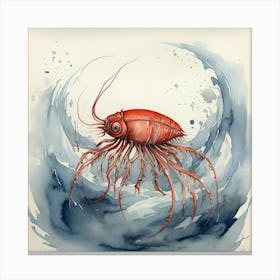 Northern Krill Vintage Graphic Watercolour Art Print 1 Canvas Print