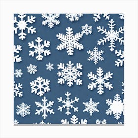 Snowflakes On Blue Background Canvas Print