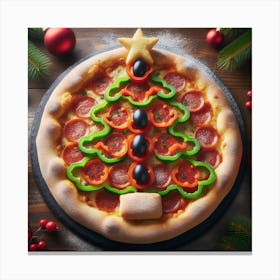 Christmas Pizza Tree Canvas Print