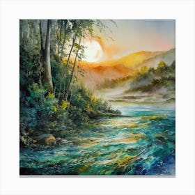 Sunset By The River Canvas Print