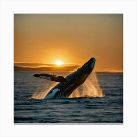 Humpback Whale At Sunset Canvas Print
