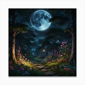 Moonlight In The Forest Canvas Print