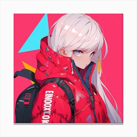 Anime Girl In Red Jacket Canvas Print