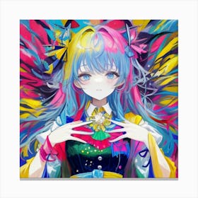 Anime Girl With Colorful Hair 1 Canvas Print