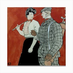 Woman And Man Golfers Conversing (1902), Edward Penfield Canvas Print