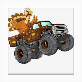 Thanksgiving Turkey Riding Monster Truck Boys Canvas Print