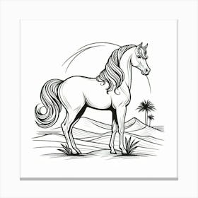 Line Art Arabian stallion 3 Canvas Print