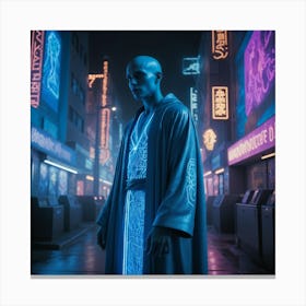 Neon Lights And A Man Canvas Print