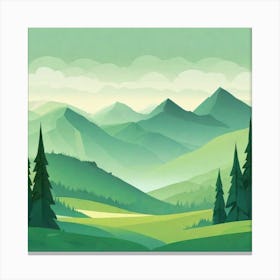 Misty mountains background in green tone 11 Canvas Print