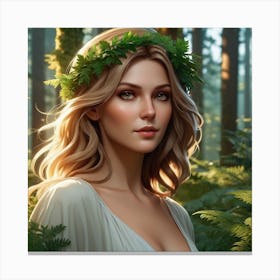 Beautiful German Woman In The Forest Canvas Print