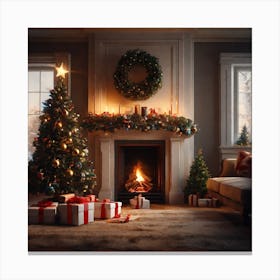 Christmas In The Living Room 35 Canvas Print