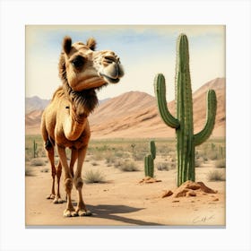 Camel In The Desert 8 Canvas Print