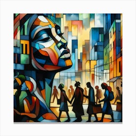 Woman In A City Canvas Print