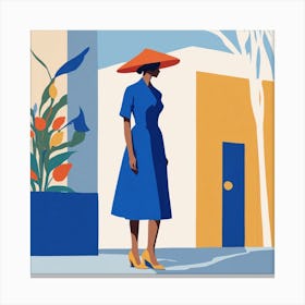Woman In A Blue Dress 9 Canvas Print