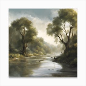 River With Trees Canvas Print