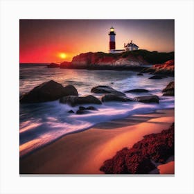 Sunset At The Lighthouse 8 Canvas Print