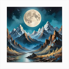 Moon Mountains Art Print 2 Canvas Print