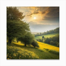 Sunset In The Meadow 3 Canvas Print