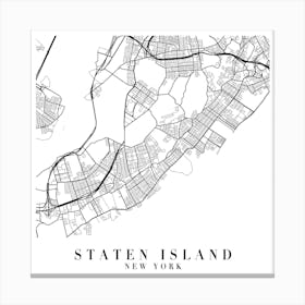 Staten Island New York Street Map Minimal Square Canvas Print