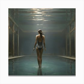 Woman In A Pool Canvas Print