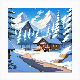 Winter Cabins In The Mountains Canvas Print