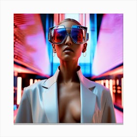 Futuristic Woman In Sunglasses Canvas Print