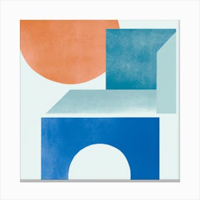 Blue Soft Color Geometric Object Canvas Print