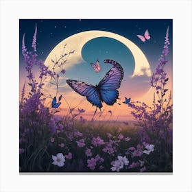 Butterfly In The Moonlight Canvas Print