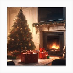 Christmas In The Living Room 42 Canvas Print