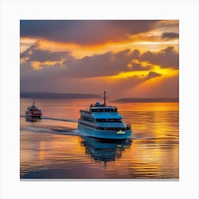 Sunset At Seattle Harbor 1 Canvas Print