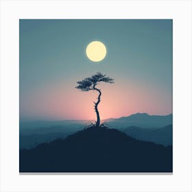 Lone Tree At Sunset Canvas Print