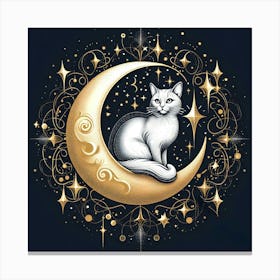 Cat On A Crescent Canvas Print