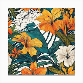 Tropical Floral Pattern Canvas Print