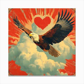 Eagle with Heart-shaped Cloud 7 Canvas Print