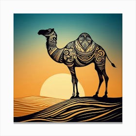 Camel At Sunset Canvas Print